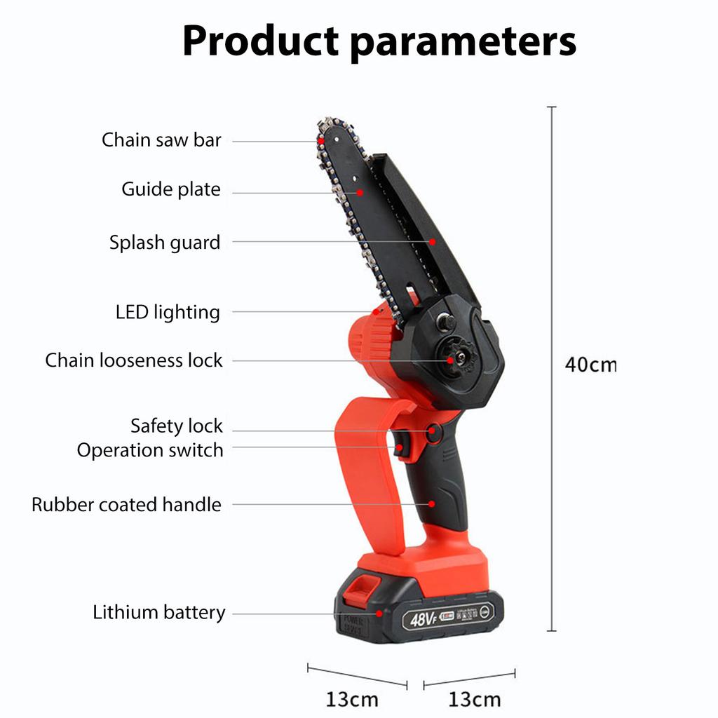 Aoresac Portable 6-inch Electric Chainsaw 550W Cordless Chainsaw with A Detachable 2000mAh Li Battery Electric chainsaw