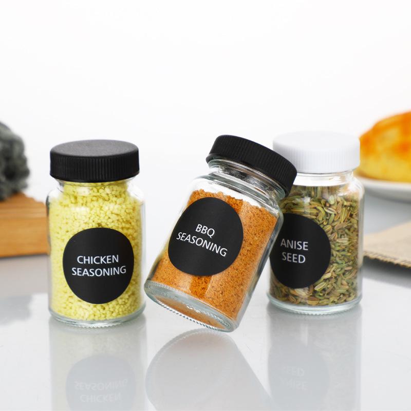 Round Glass Seasoning Dispenser Jar with Sealed Lid for BBQ and Household Spices