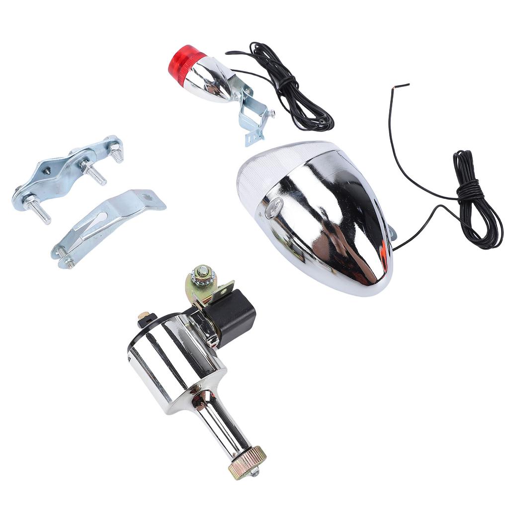 Bike Generator Headlight Tail Light Kit 6W Friction Generator Head Tail Lamp for Road Bike Mountain Bike