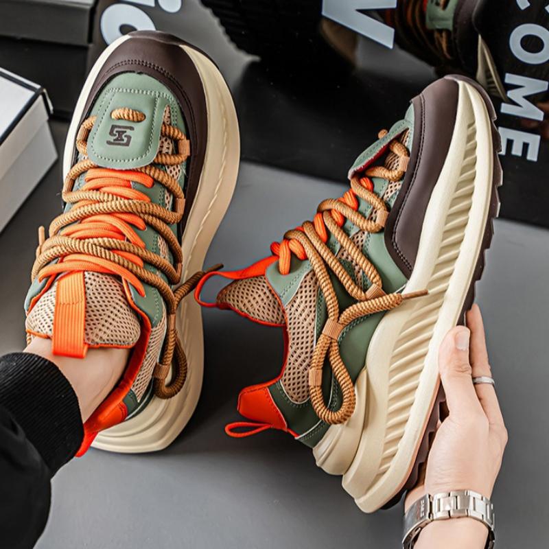 Schnürschuhe Herren Freizeit Sportschuhe Klobig Vielseitig Designermarke Schuhe Herren Outdoor Weiche Sohle Erhöhende Sneaker Zapatos De Hombre