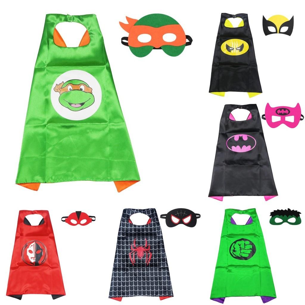 Ninja Turtle Superhero Cape Cloak Eye Mask Kid Halloween Cosplay Party Costume