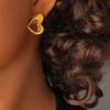18K Gold Titanium Steel Ram Horn Heart C-Shape Earrings - Fashionable European & American Hollow Ear Studs