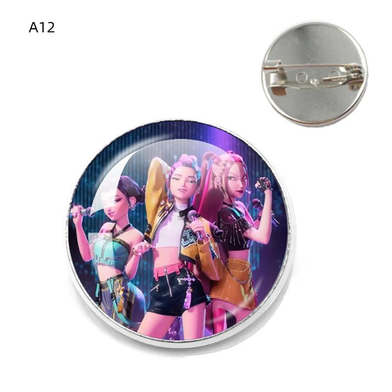 Popular Kpop Movie D-Demon H-Hunters Anime Button Pin Handmade Brooch For Clothes Cartoon Badge Backpack Decoration