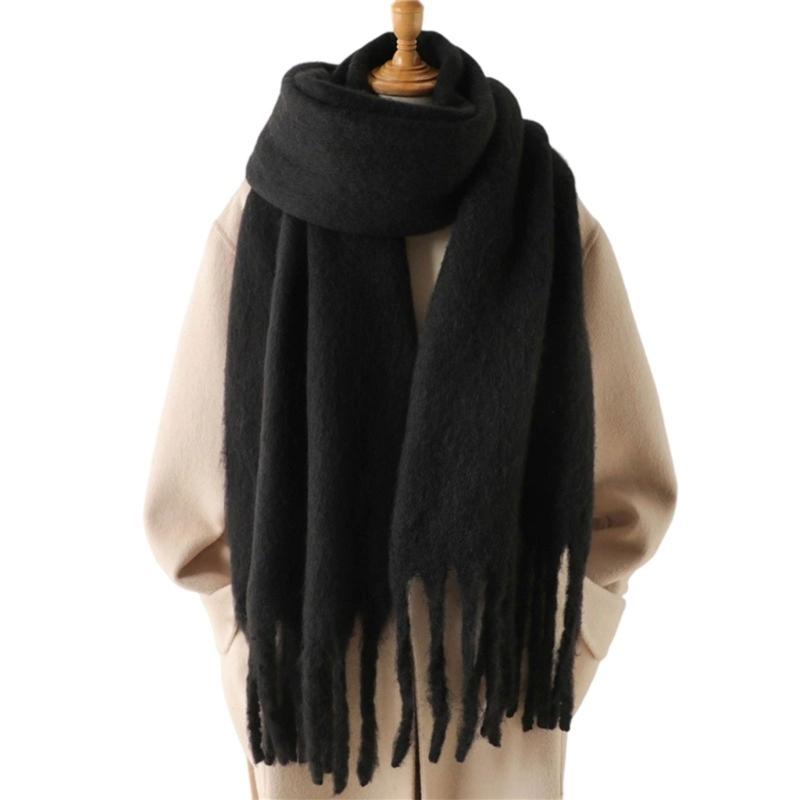 

Long Tassels Neckerchief Solid Color Scarf Lightweight Yet Warm Headscarf Shawl For Casual or Formal Wear Daily