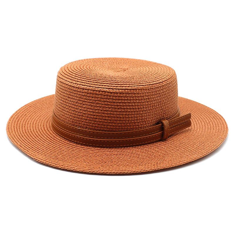 Spring And Summer Men'S And Women'S Multi-Color Decorative Flat-Top Straw Hat Outdoor Travel Sunshade Sun Protection Flat-Top Straw Hat