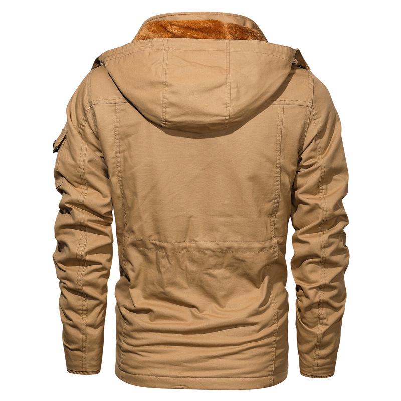 Winter Casual Plus Size Hooded Men's Jacket Plus Velvet Padded Long Coat.