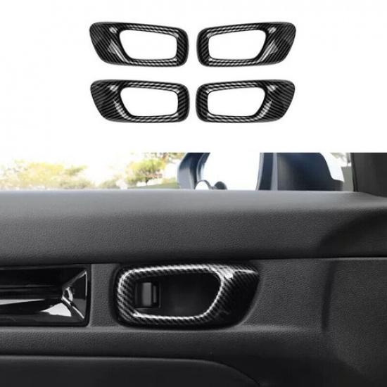 4X Carbon Fiber Car Inner Door Handle Bowl Cover Trim For Honda Civic