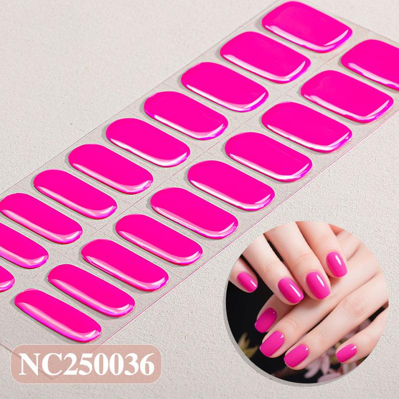 Hot Sell Custom Logo HEMA-Free Gel Polish Nail Stickers New Solid Color Styles Semi Cured Gel Nail Wraps 20 Gel Nail Strips