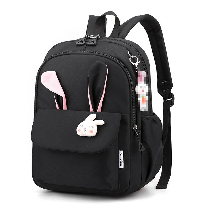 Large Capacity Cute Rabbit Pendant Schoolbag Women Nylon Backpack Ins Junior Student School Bag Female Girl Backpack Laptop Book