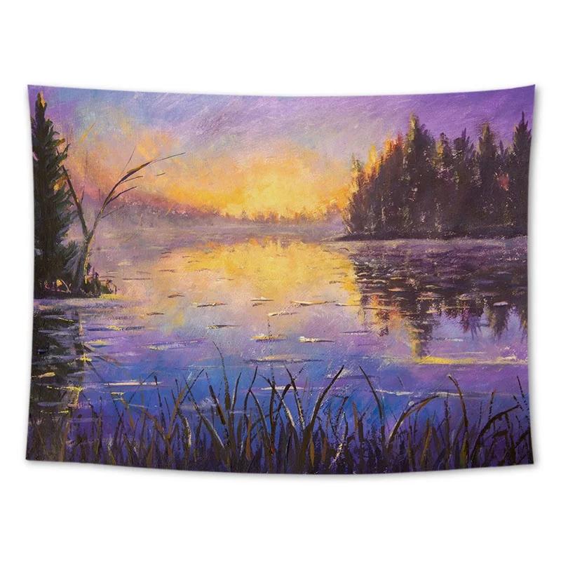 Wall Hanging Tapestry Sunflower Lavender Oil Painting Landscape Room Decoration Background Cloth