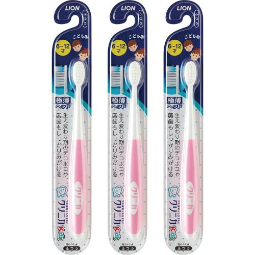 Clinica Kid's Toothbrush, Ages 6-12, 3-Pack (Pink)