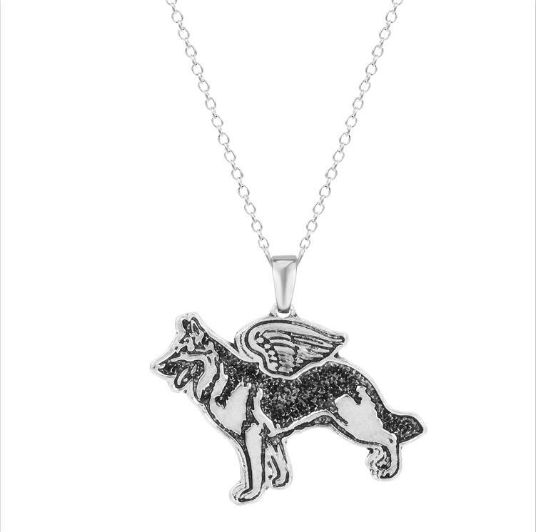 German Dog Shepherd Angel Puppy Animal Necklaces Pendants Gift for Women Chain Necklace