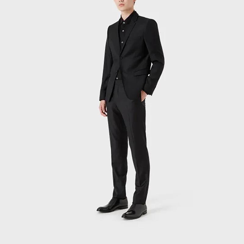 Emporio Armani Solid Color Single-Breasted Long Sleeve Shirt Men shirts Black 8N1CG11JUVZ0999