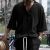 Men'S Large V-Neck Loose Casual Short Sleeved Shirt Sports Top