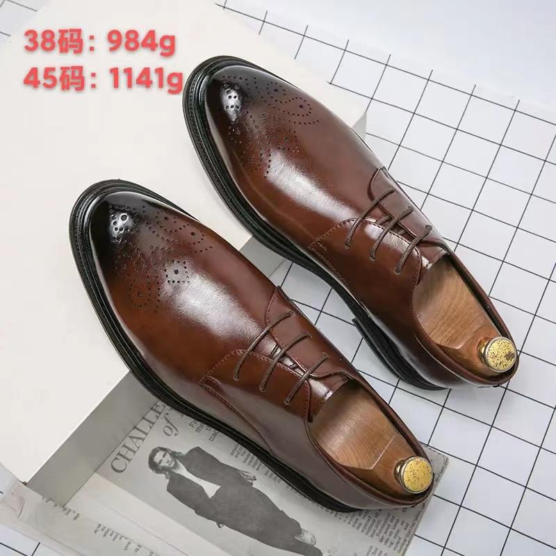 

British Korean version trendy men s business dress casual leather shoes pointed suit office work wedding shoes heightening shoes 38