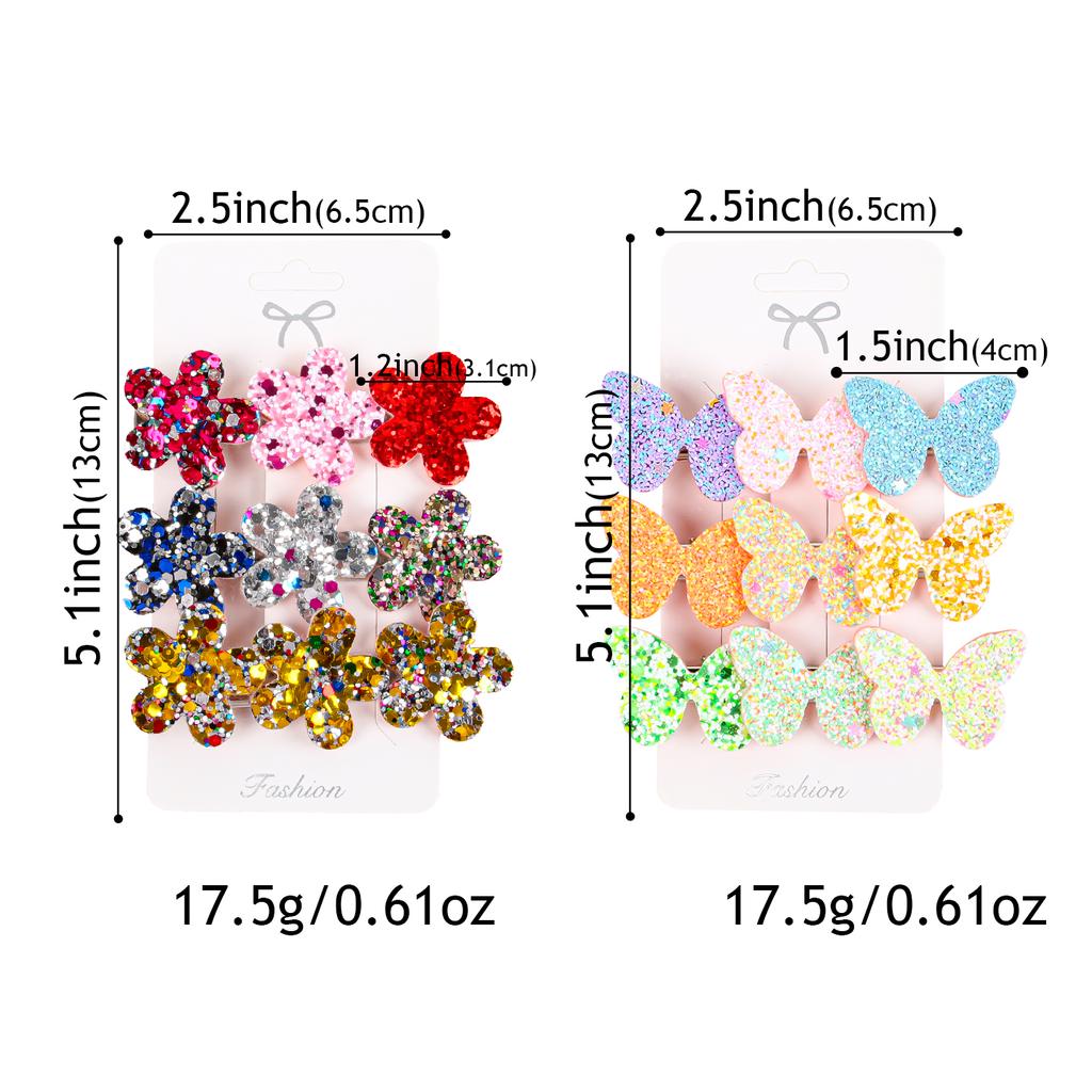 3PCS Colorful Flower Hair Clips Women Grils Cute Glitter Butterfly Hairpin Barrettes Hair Clips Children Kids Hair Accessories