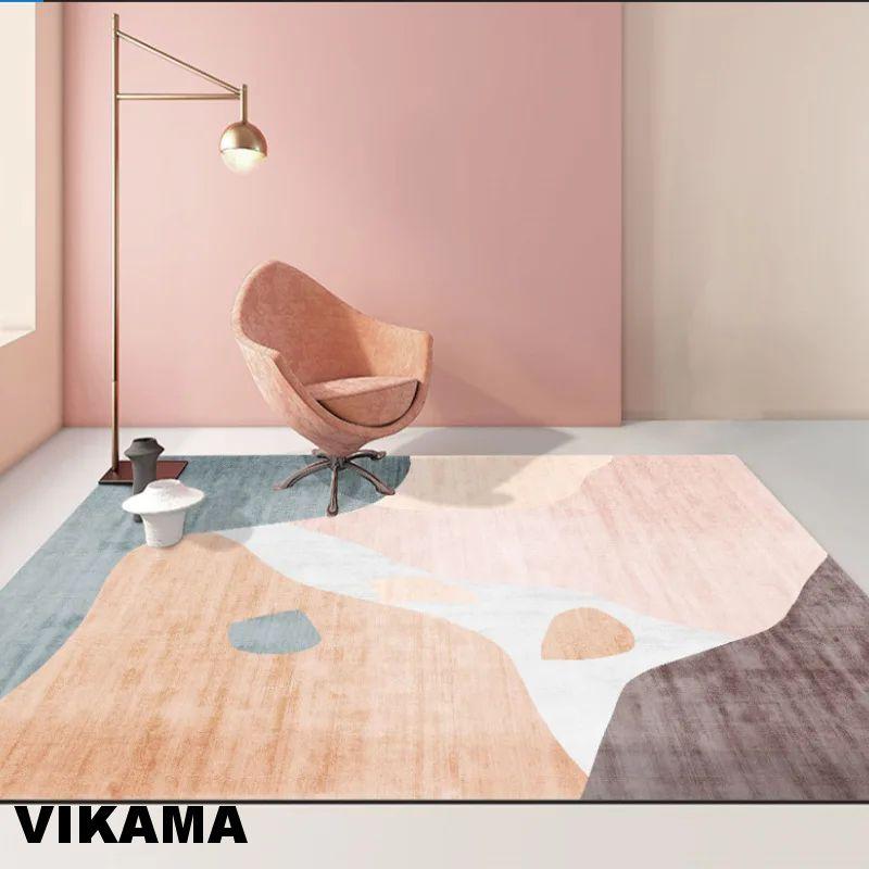 Crystal Velvet Light Luxury Scandinavian Simple Style Living Room Carpet Modern Simple Sofa Coffee Table Rug Bedroom Mat