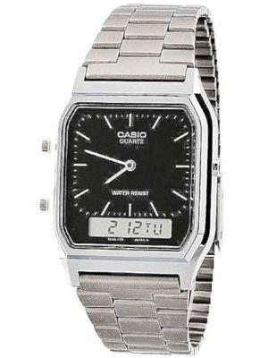 Zegarek Casio Srebrno-Czarny Podwójny Czas Rozmiar AQ-230A-1D & - Srebrny/Srebrny Cyfrowy/Czarny/Jeden