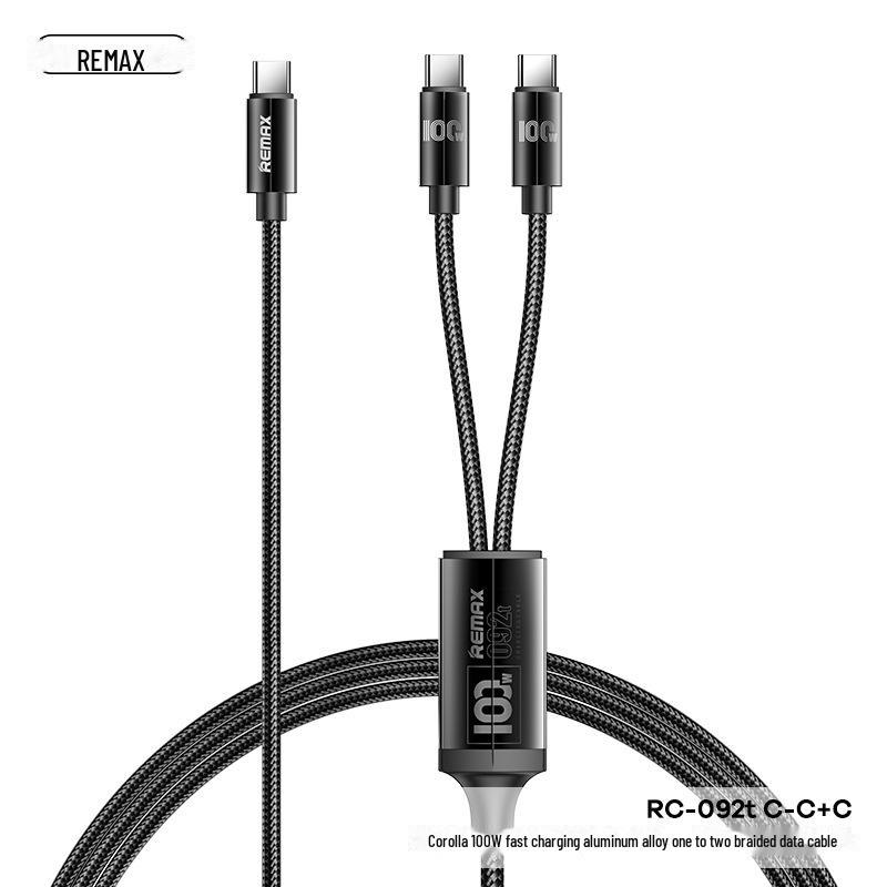 

REMAX Corolla 100 Вт Быстрая Зарядка Алюминиевый Сплав Плетеный Двойной Кабель для Передачи Данных и Зарядки