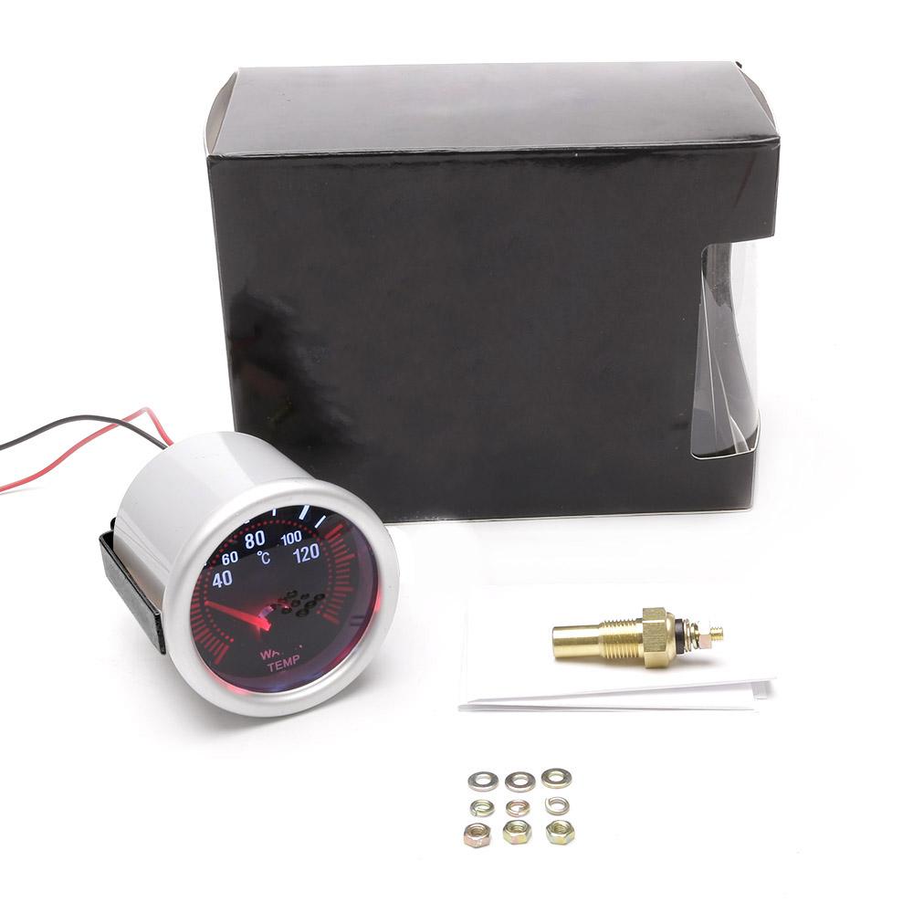 Water Temperature Meter Car Auto Water Temp Gauge 40~120 Celsius 2" 52mm Universal White LED Smoke Len Digital 12V with Sensor