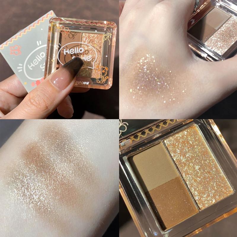 3Color Glitter Purple Eyeshadow Palette Mini Portable Earth Matte Eyeshadow Long Lasting Waterproof Shimmer Pigment Makeup