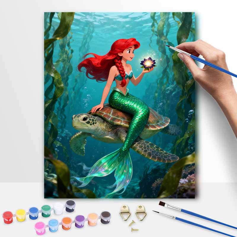 Disney mermaid digital oil painting diy oil painting hand painting living room bedroom decoration painting 20x30cm