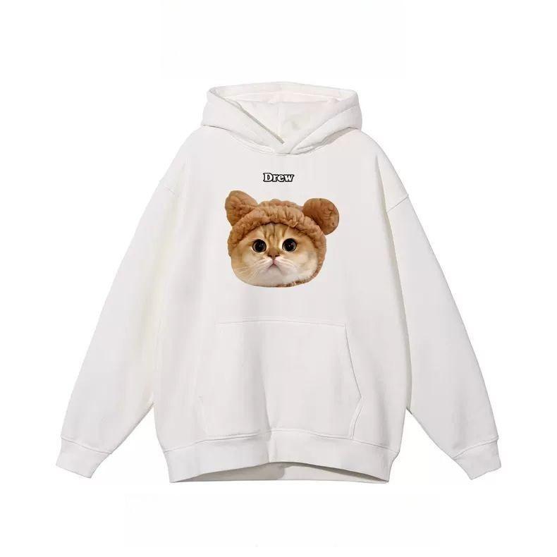 American Fashion Street Fashion Brand Fun Cat Print Autumn New Unisex Children's Warm Loose Large Size Sports Hoodie Jacket