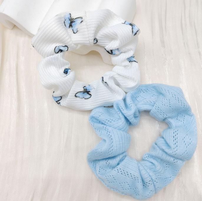 2pcs Summer Sweet Butterfly Pattern Hair Ties Cute Fabric Elastic Hair Band Butterfly Soft Texture Hairband Hair Accessories