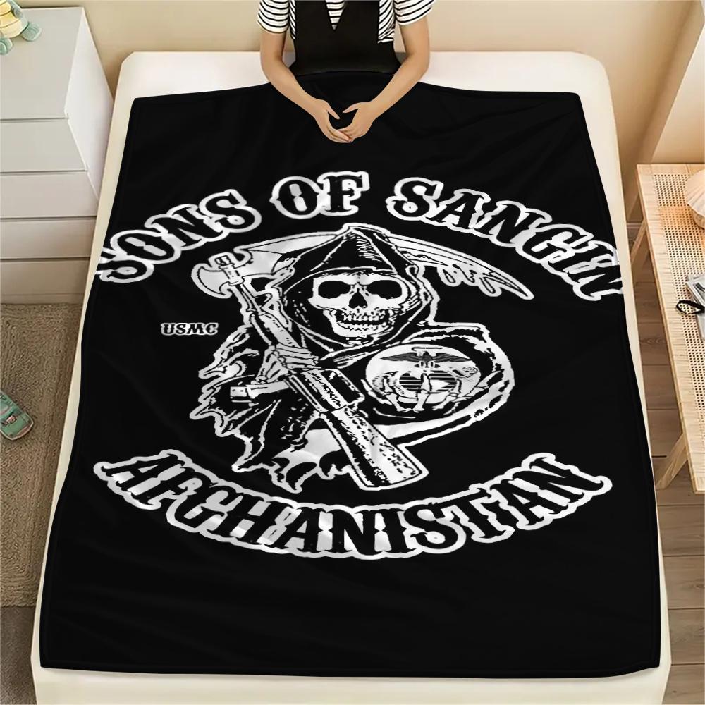Death and Viking Warriors Print Flannel Blanket,High quality Comfortable for All Seasons,Home Decor,Warmth and Comfort,Perfect for Christmas Gifts
