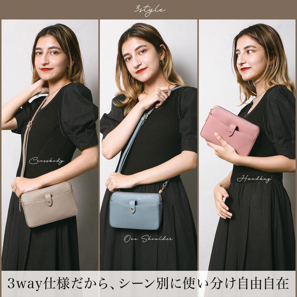 [BLUE SINCERE] Damen-Schultertasche aus echtem Leder, wasserabweisend, horizontal, leicht, kompakt, Crossbody, Sacoche, Pochette, Schultertasche,