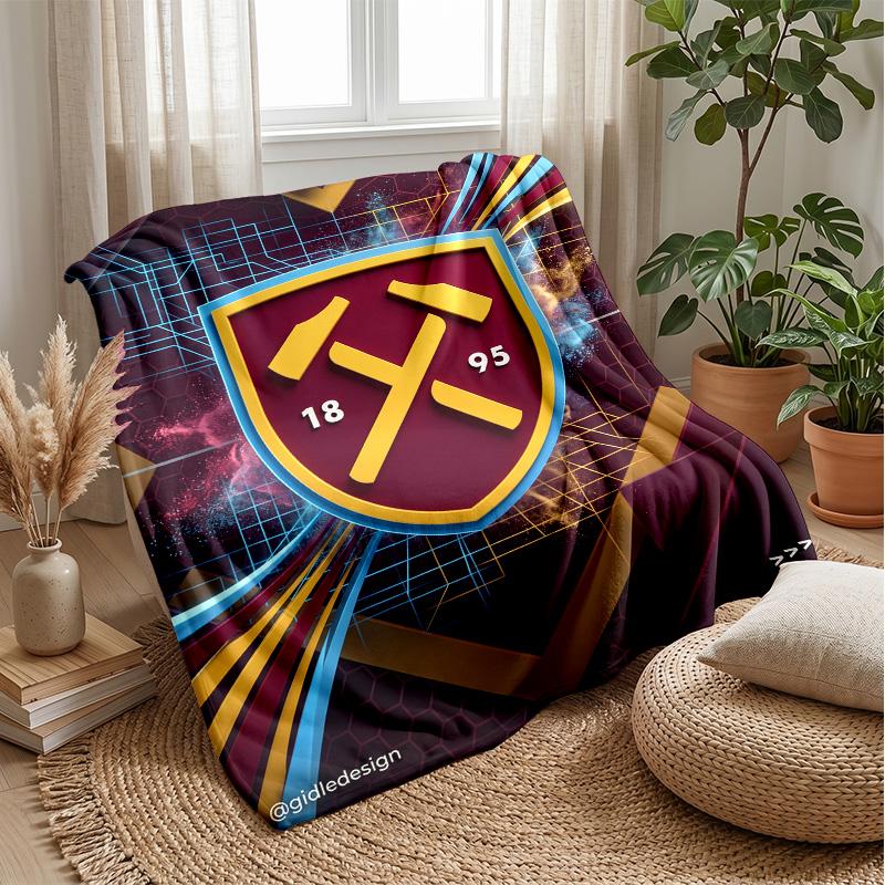 Coperta in Flanella con Stampa West Ham United, Morbida Calda Leggera Coperta da Divano Letto Campeggio