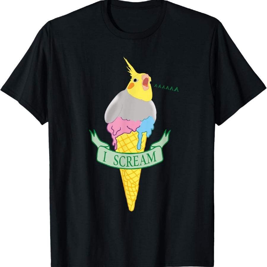 Funny Parrot Pet Doodle I Scream Ice Cream Cockatiel T-Shirt