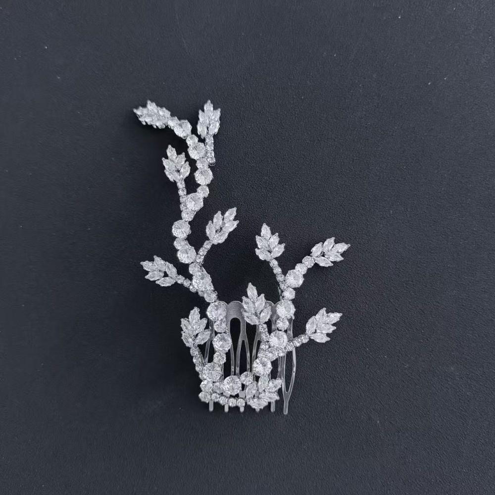 Handmade Hair Clip Comb Full Diamond Hairpin Fashion Headwear Bridal серебряный