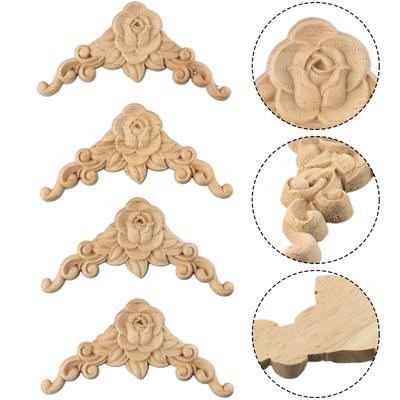 Style Wood Carving 3.1*3.1inch 4x Replacement Solid Wood