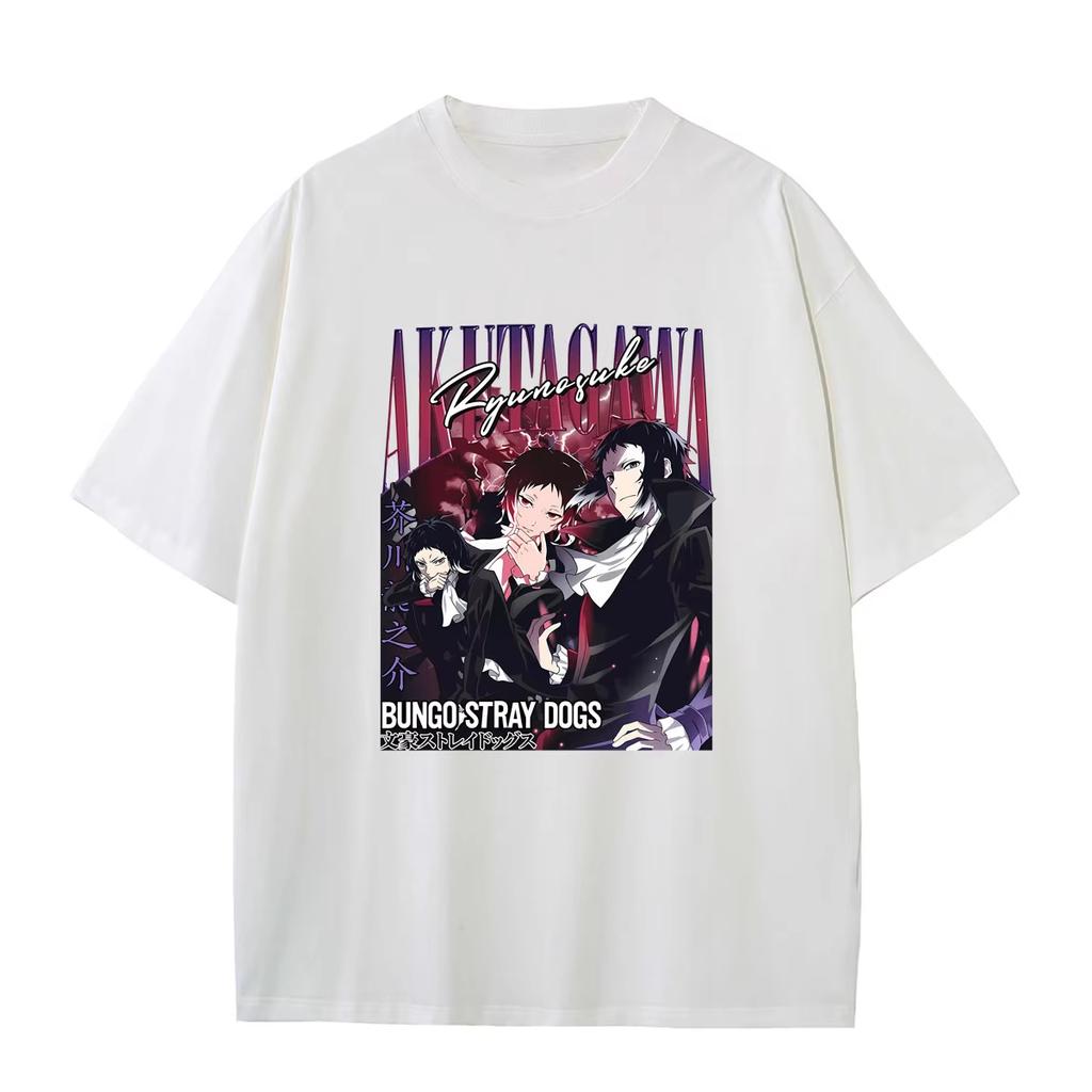 Anime Bungo Stray Dogs Akutagawa Ryunosuke Graphic T-Shirt Unisex Fashion Vintage Loose Streetwear