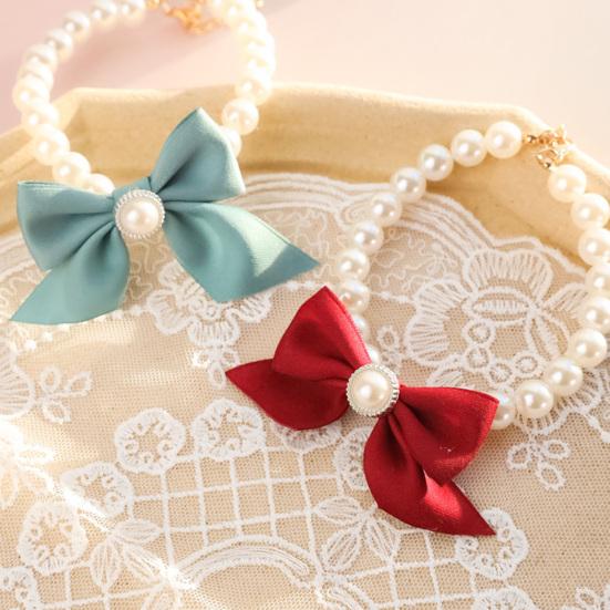 Collar Ajustable Color Brillante Diseño Cierre de Langosta Libre de Alergias Fácil de Llevar Muestra Encanto Único Resina Perla de Imitación Mascota Gato Lazo Collar Mascota