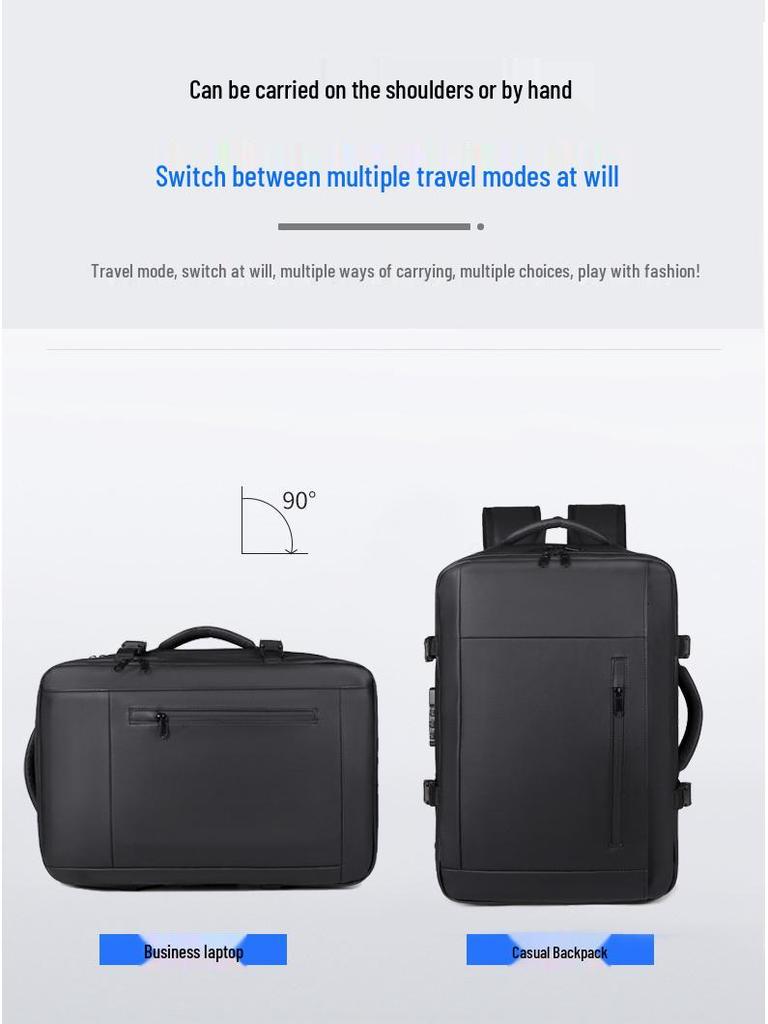 Expandable Business Travel Backpack with Laptop Compartment and Wet/Dry Separation