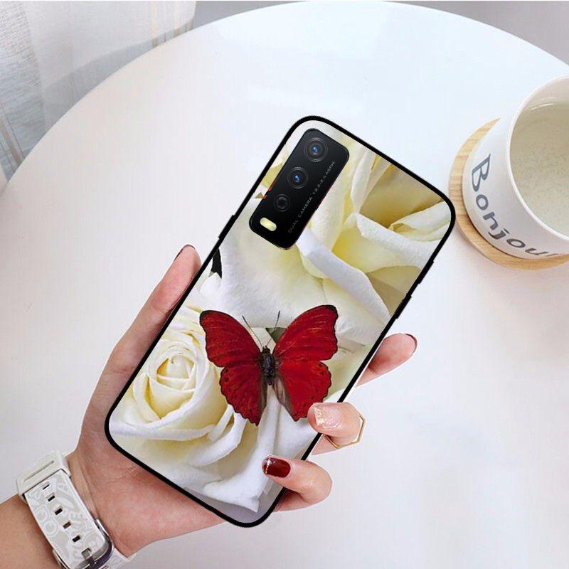 Red Butterfly Roses Flower Phone Cover For Vivo Y31 Y30 Y33S Y11S Y12S Y17 Y20 Y20S Y21S Y1S Y53S Y15 Y19 Y91C V23 Cases Coque