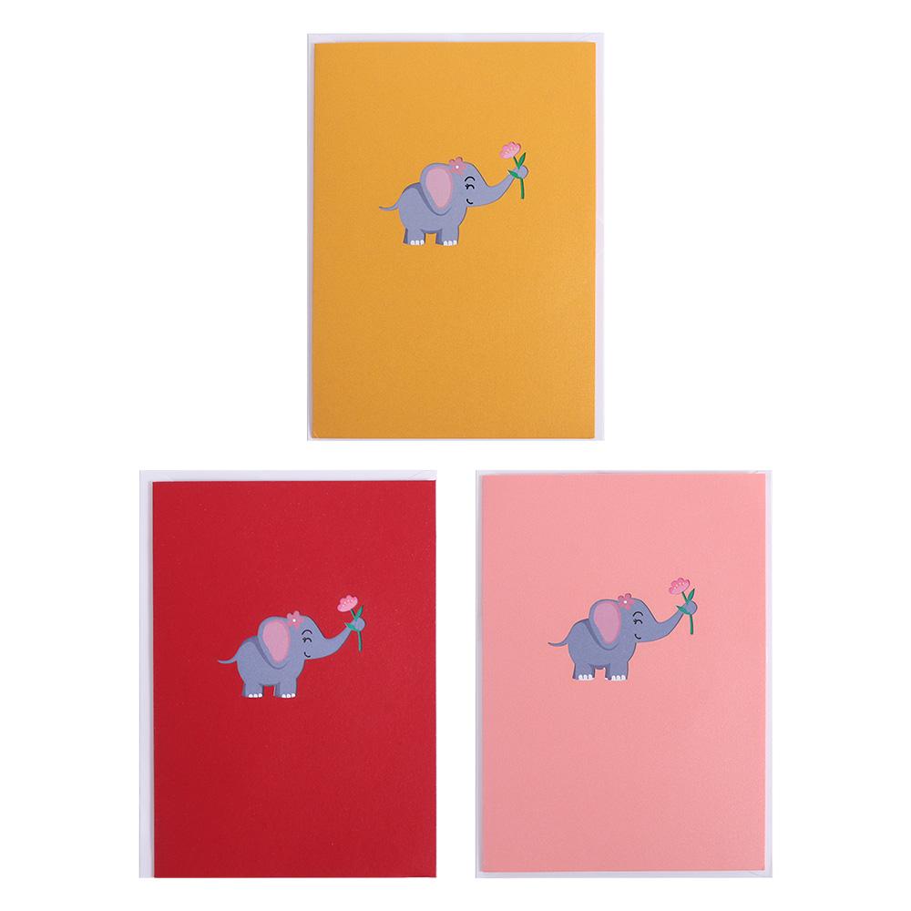 Cute Elephant Greeting Card Paper Blessing Card Postcard 3D Pop Up Greeting Card  Valentine's Day