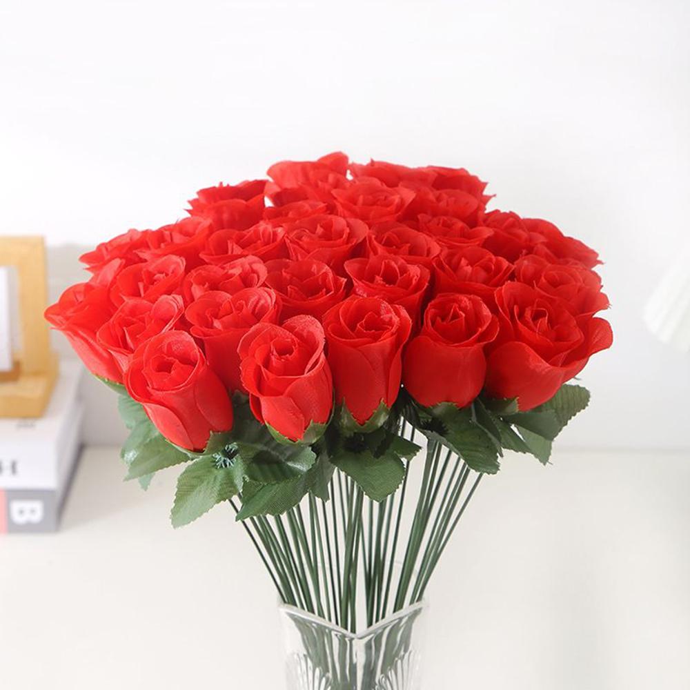 20/50pcs Artificial Flowers Red Silk Roses Bridal bouquet Home vase table Decor Outdoor Garden courtyard Wedding diy gift Wreath