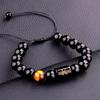 Initialenarmbänder für Männer Buchstabenarmband Natürliches Tigerauge Schwarzer Onyx Perlenarmband Handgefertigter Schmuck Geschenk für Männer