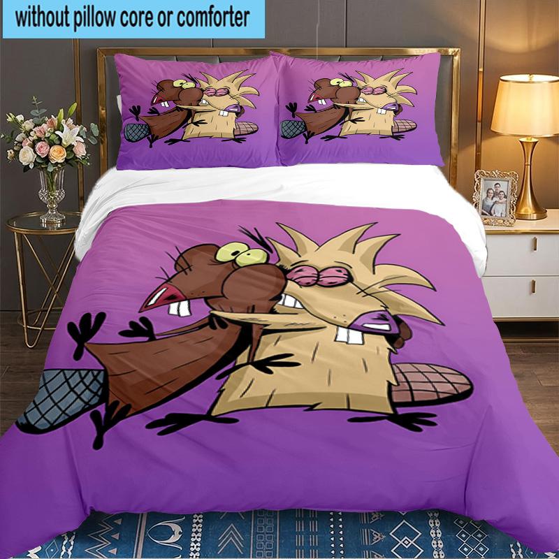 Angry Beavers Adventure 3pcs Bedding Set,Including 1pc Duvet Cover And 2pcs Pillowcases Perfect Gift for Christmas,Ideal for Bedroom, Dormitory