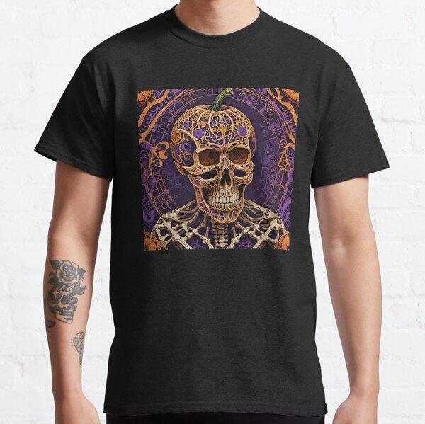 BEST SELLING Skull Pumpkin with Clockwork Santa Muerte Inspired T-Shirt S