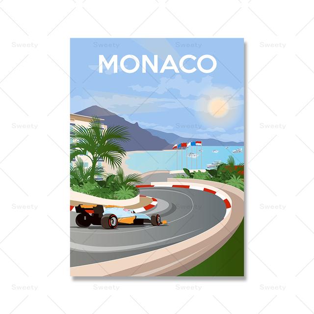 Monaco Interlagos Spa trykte plakater Racing kanadiere maler moderne abstrakte veggkunstbilder