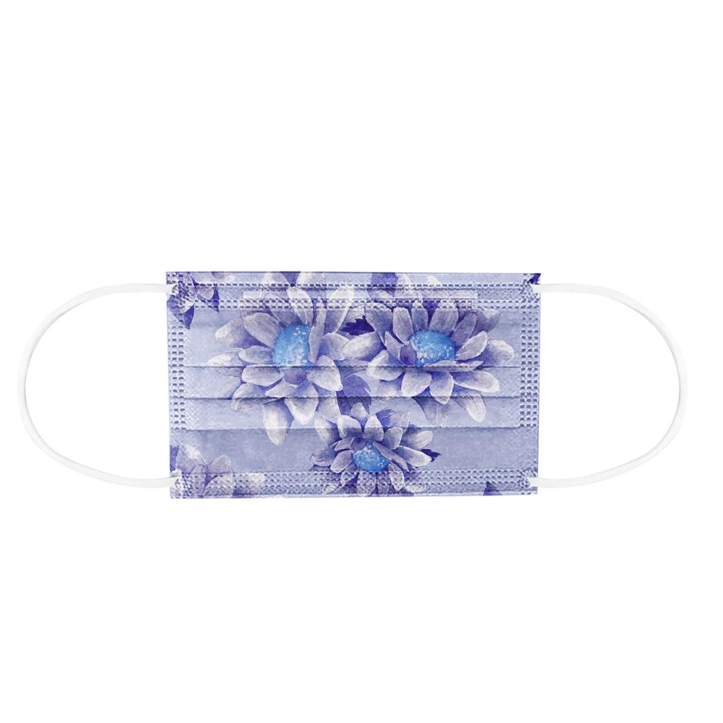 10pcs Flower Printing Adult Disposable Christmas Mask 3 Layer Earring Face Mask