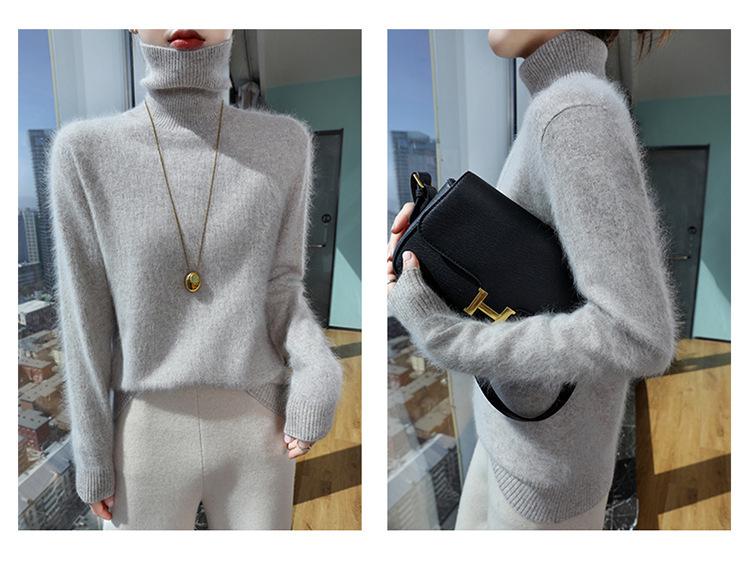 2025 A/W Women's High Neck Loose Knit Mink Velvet Cashmere Sweater
