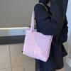 2025 new cotton bag fashion solid color simple casual commuting shoulder bag light niche car stitching handbag