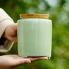 Creative Green Tea Ceramic Canister with Fresh Cloth Bag for Longjing, Maojian, Biluochun, Gyokuro - Empty Gift Packaging Box.