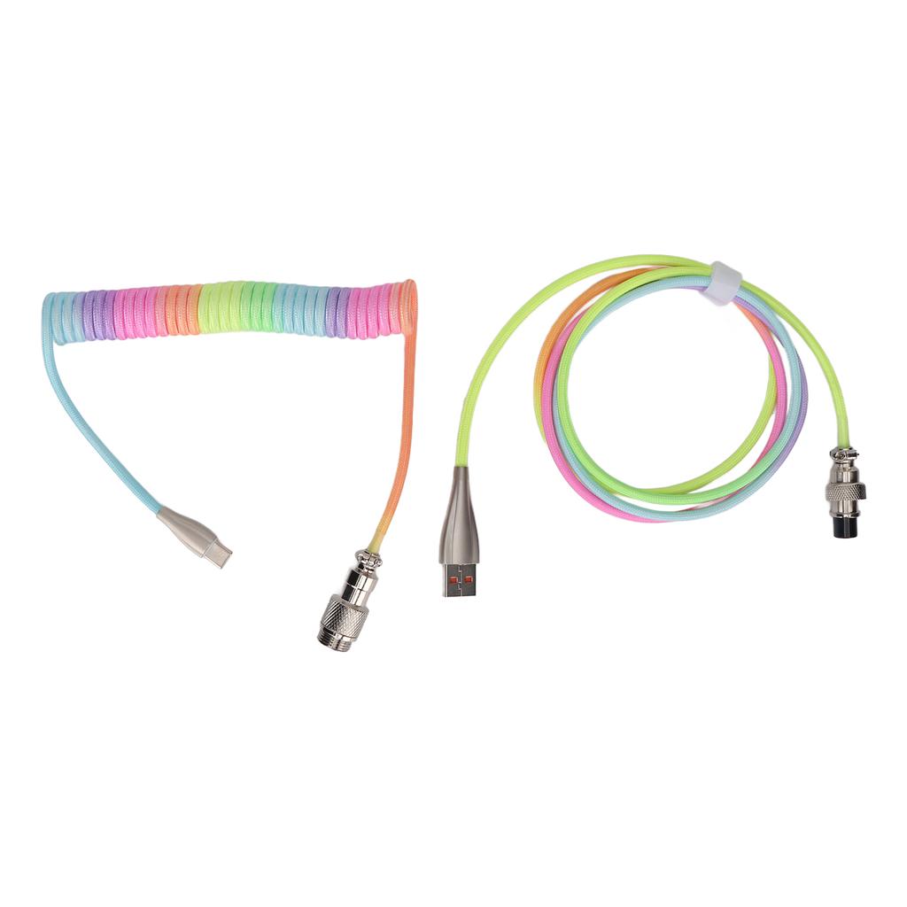 Gaming Keyboard Cable Gradient Color RGB Luminous Custom Mechanical Keyboard Retractable USB C