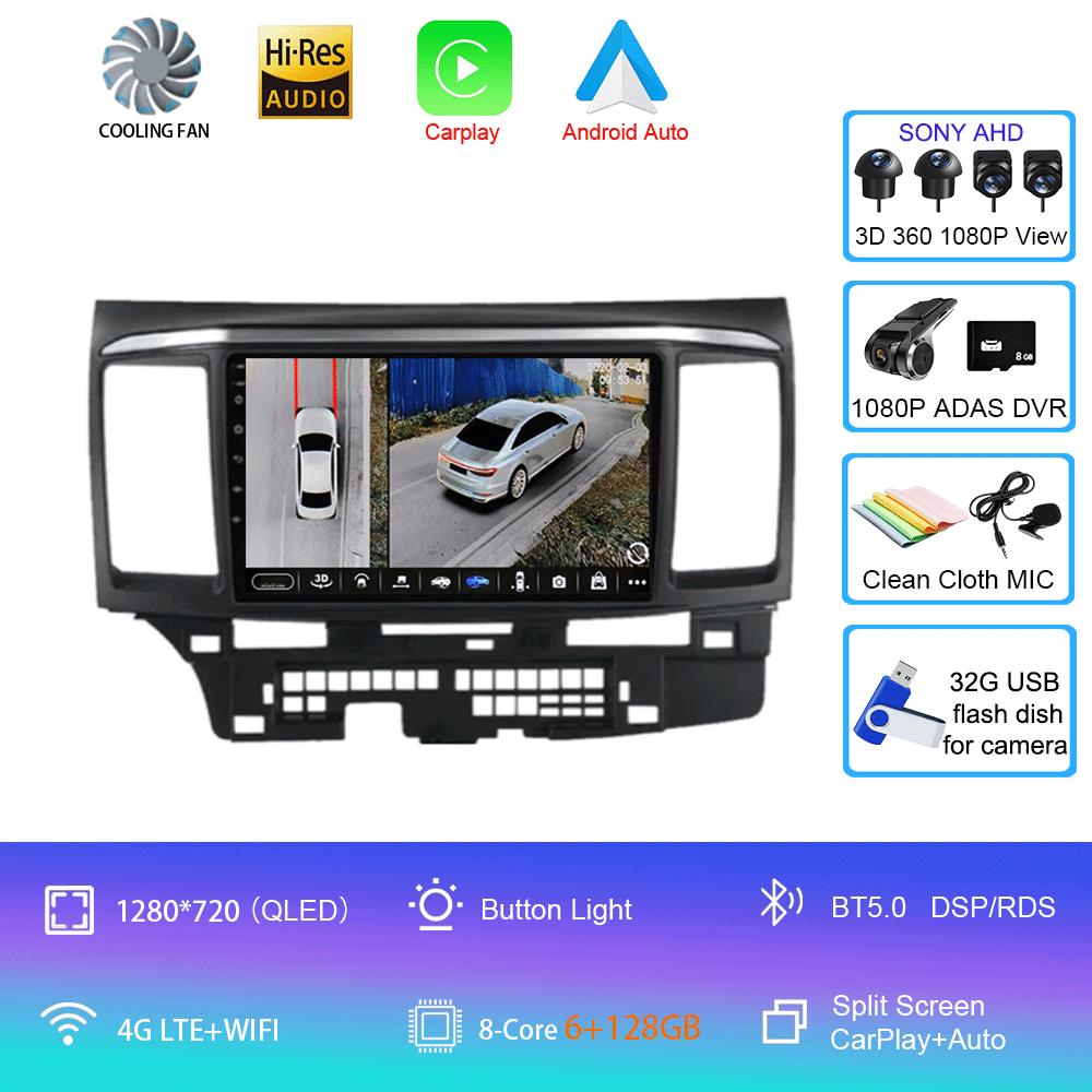 Android 14 Car Radio For MITSUBISHI LANCER 9 10 X 2008 2009 2010 2011 - 2016 9Inch Stereo Audio GPS Player Carplay Auto Screen